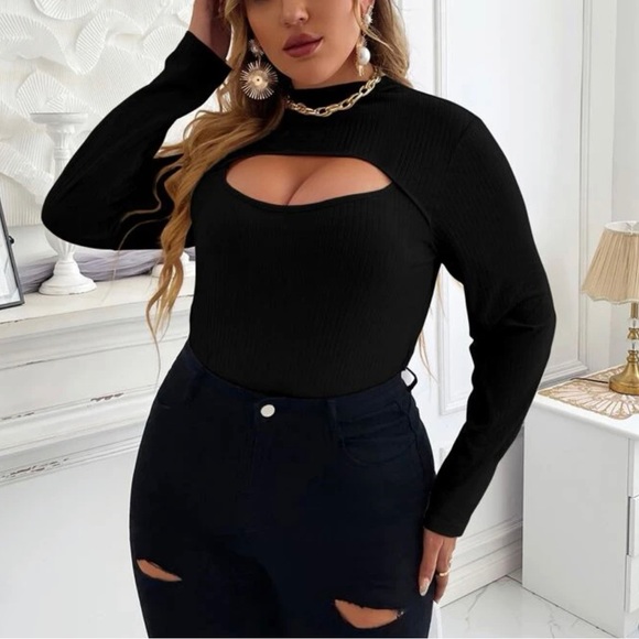 Shein Plus Cut Front Mock Neck Top. 1XL - Picture 1 of 7